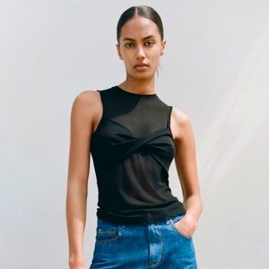 Zara 100% Silk Wrap Detail Top